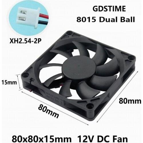 Gdstime 100 Pcs DC 12V PC Computer Cooling Fan 80mm*80mm*15mm 8cm Ball Bearing Axial Radiator Cooler 80mm x 15mm
