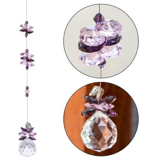 H&D 30mm Crystal Hanging Suncatcher Rainbow Maker Chandelier Ball Prism Pendant Ornament Home Wedding Decoration Gift (Purple)
