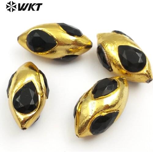 JF286 WKT Exquisite Design Alien Shape Metal Plated Natural Stone Spacer Loose Beads For Women Jewelry Making Accessories