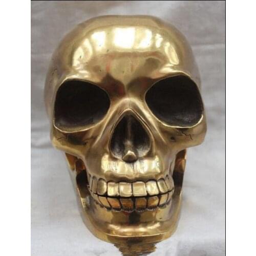 Chinese Brass Crafted Human Skull Skeleton human head Statue Sculpture Sculpture wholesale factory BRASS Arts