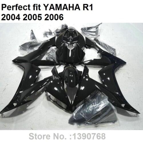 Motorcycle fairing kit for Yamaha injection mold YZF R1 04 05 06 black fairings set YZFR1 2004 2005 2006 LV19