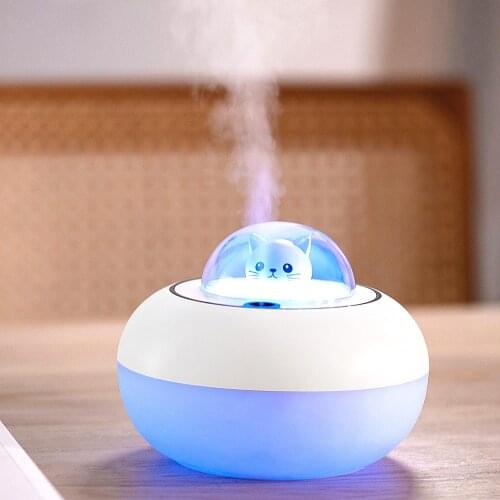 Lovely Cat Air Humidifier USB Aromatherapy Mist Maker Fogger with LED Lamp Mini Portable Ultrasonic Aroma Diffuser Air Purifier