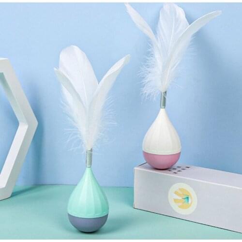Pet Cat Interactive Toy Kitten Favorite Hot Air Balloon Tumbler Toys Mimi Feather Teaser Funny Chasing Game Cats Dogs Supplies
