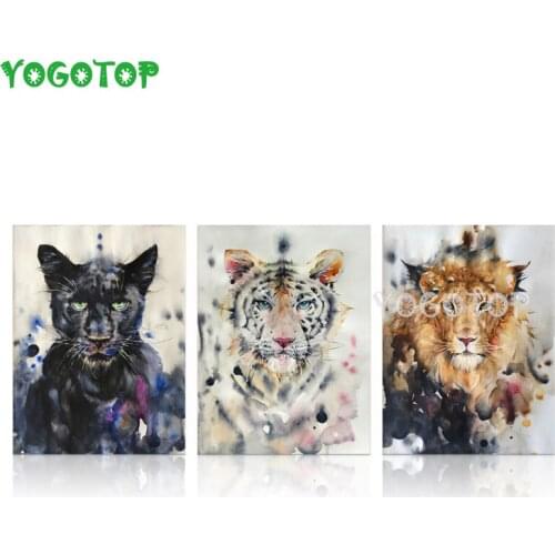 Lion tiger leopard head diamond painting animal mosaic canvas painting diamond embroidery 3pcs set for boys room decor ML1413