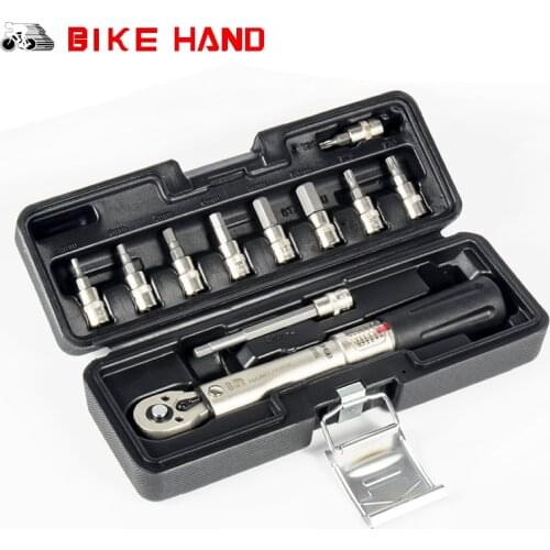 BIKE HAND Bicycle Torque Wrench Allen Key Tool Socket Spanner Set Kit Cycling Bike Repair Tool Kits 1/4'' Torque Fix Set 2-24 NM