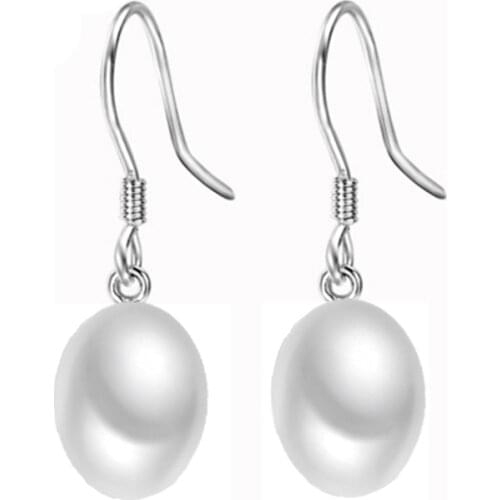 Sinya Genuine 925 Sterling Silver hook earring with 8mm natural freshwater Pearl Luxury simple pearls fine jewelry 1lot=100pair
