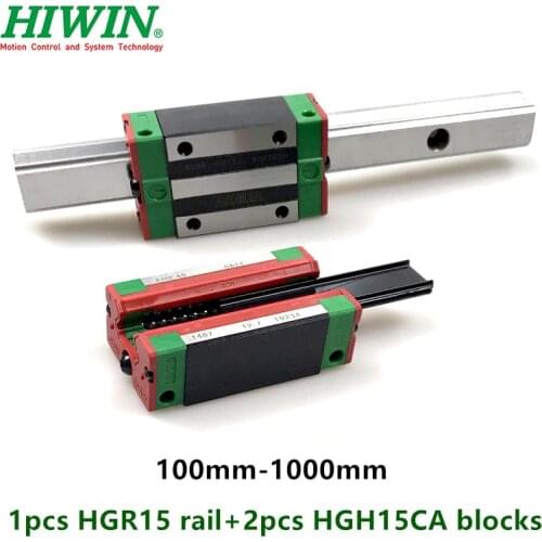 Original HIWIN xy table 1pc HGR15 linear guide rail 15mm guideway rod set + 2pcs slide bearing block HGH15CA for CNC parts