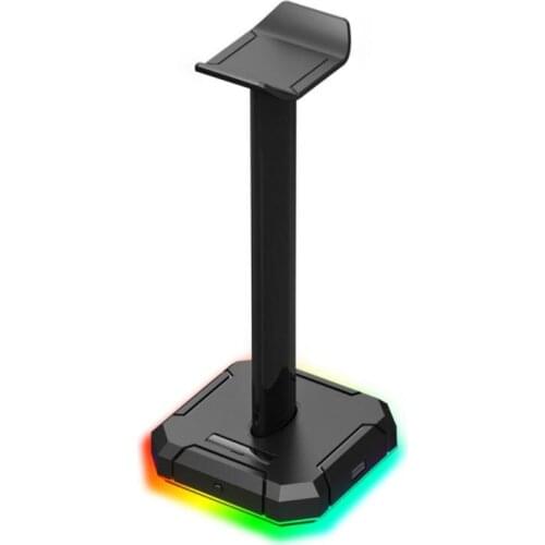 Fingerprint Control RGB Earphone Bracket Game Earphone Desktop Stand Phone Holder With 3.5mm AUX 3 USB Charger Port