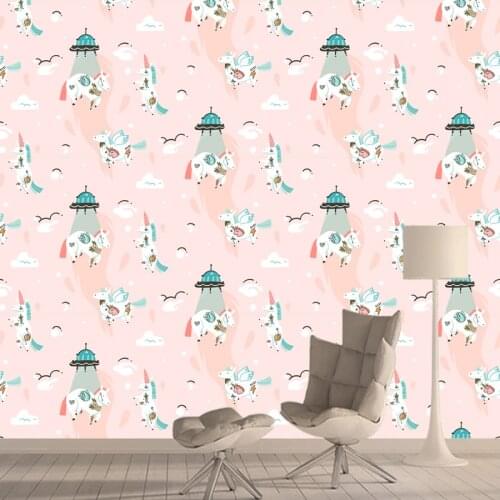 Custom Unicorn Cartoon Cool 3d Wallpapers for Living Room Kids Bed Wall Papers Home Decor Girls Baby Self Adhesive Murals Rolls
