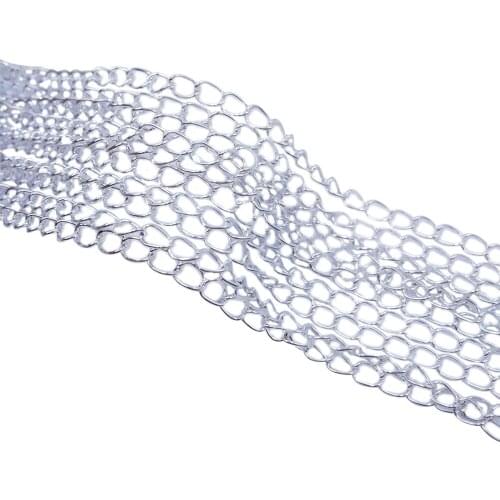 Silver Plated 100m 3x5mm Necklace End Extender Curb Chains Metal Link Chain Findings for Jewelry Making NEC-02