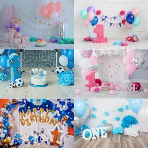 Photo Studio Props Vinyl Photography Backdrop The Decor Of The First Birthday Baby One Year Old 1St Birthday Balloon
