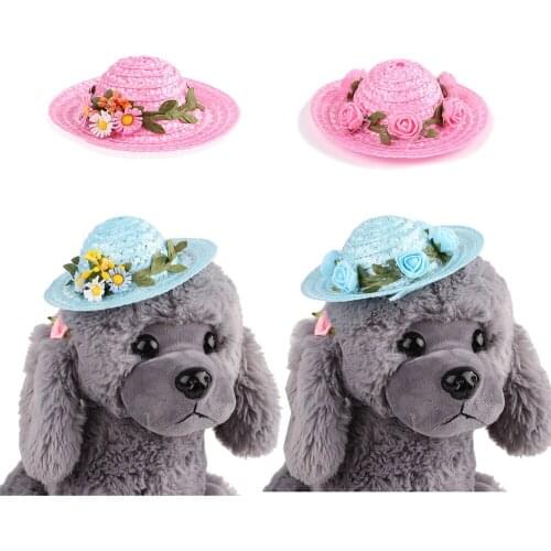 Pet Dog Hat Cat Cool Straw Hat Sun Hats Puppy Supplies Dogs Cats Caps Country Style Hat Hawaii Style Pet Accessories