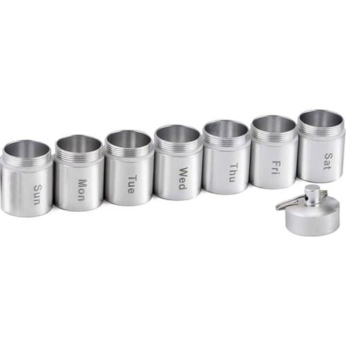 Outdoor Mini Storage Container Convenient with Keychain 7 Aluminum Alloy Pill Case Medicine Tablet Dispenser Organizer Pill Box