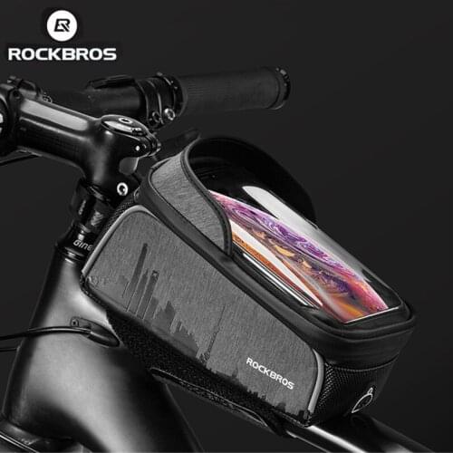 ROCKBROS Bike Bag TPU Phone Front Touch Screen Top Tube Bag Waterproof Capacity MTB Road Bicycle Saddle Bag Bike Accessories