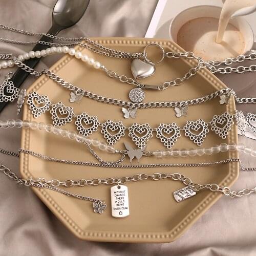 Vienkim Chain Necklace Neck Chains Lock Pendant Jewelry For Women Punk Choker Padlock Goth Jewelry Aesthetic Accessories