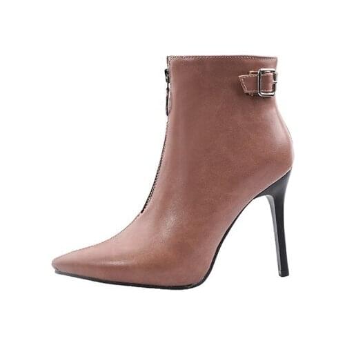 Big Size 9 10 11-17 boots women shoes ankle boots for women ladies boots shoes woman winter Front zipper trim belt buckle