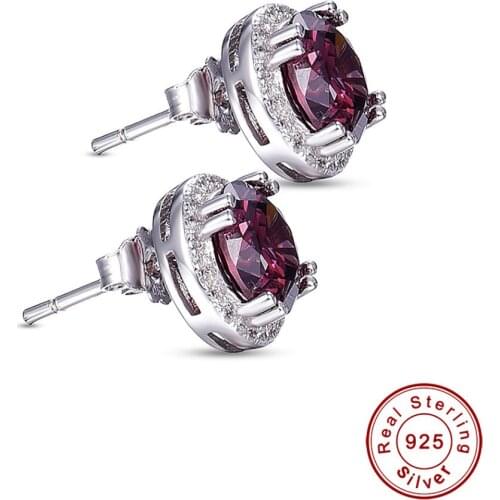 J.C for Women Engagement Round Cut Spessartine Garnet Topaz Solid 925 Sterling Silver Earrings Fashion Fine Jewelry Earrings