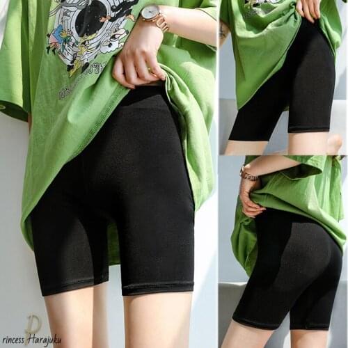 High Waist Biker Women Stretch Bike Shorts Workout Spandex Slim 4 Color Knee Length Short Trousers Women Summer Slim Shorts S-XL
