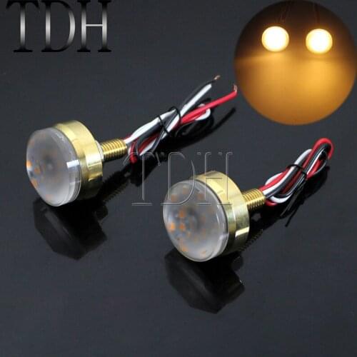 1" Brass Cafe Racer Bar End Turn Signal Light 25mm Vintage Retro Handlebar End Blinker Indicator LED Flasher For Harley Chopper