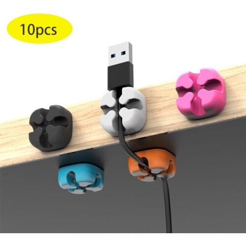 10pcs Cable Organizer Wire Winder Holder Clip Soft Silicone Cable Winder for Office Earphone Mouse Cord Protector Management