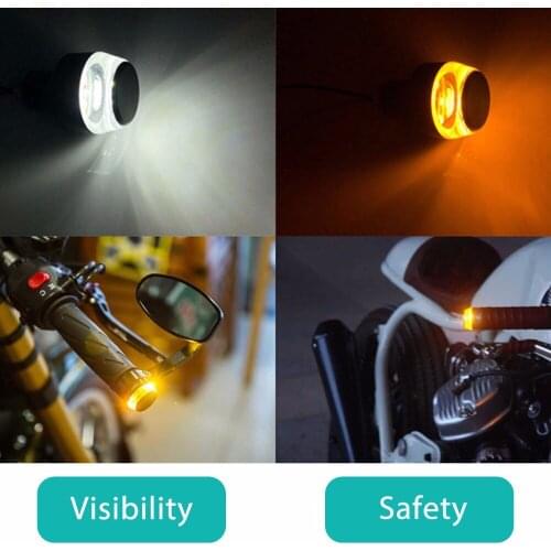 2pcs Motorcycle LED Lightings Yellow And White Double Light Modified Handlebar LED Turn Signal Light 12V Universal