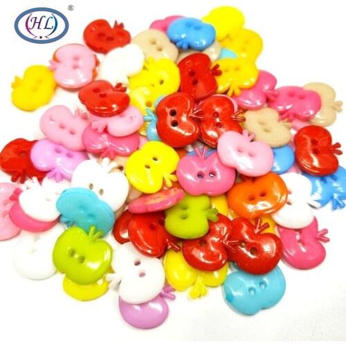 HL 30pcs 15mmx12mm Mixed Color Apple Plastic Buttons 2 Holes Kids Apparel Sewing Accessories DIY Scrapbooking Crafts