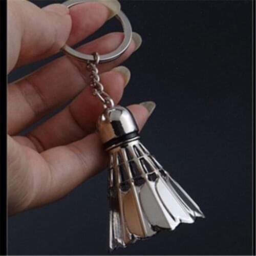 5 pieces/lot Fashion Creative 3D Badminton Shaped Keychain Silver Color Keyring For Women Men Jewelry Accessories
