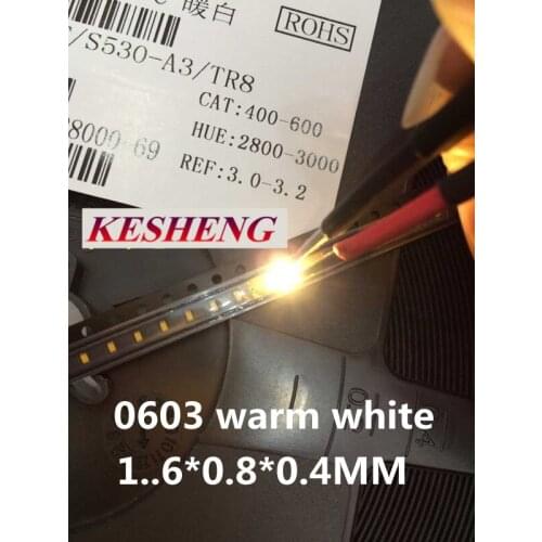 50PCS 0603 Warm white Ultra Bright SMD SMT LED light-emitting diodes High quality New 1.6*0.8*0.6MM 2800-3500K