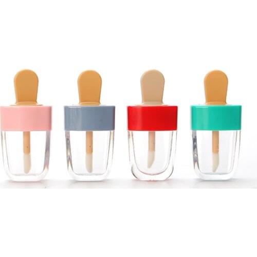 50pcs 3.9ml Light Pink Ice-cream Shaped Empty Lip Gloss Tube Lip-Balm Container For Cosmetic Sample Bottle