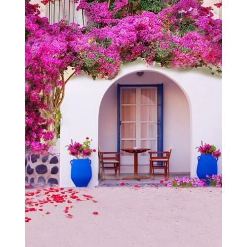5x7ft Pink Flower White House Photography Backdrops Photo Props Studio Background