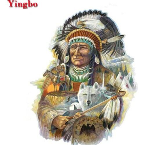 Full square round drill 5d diy diamond painting embroidery animal Diamond Mosaic Pictures By Numbers Indian man and wolf