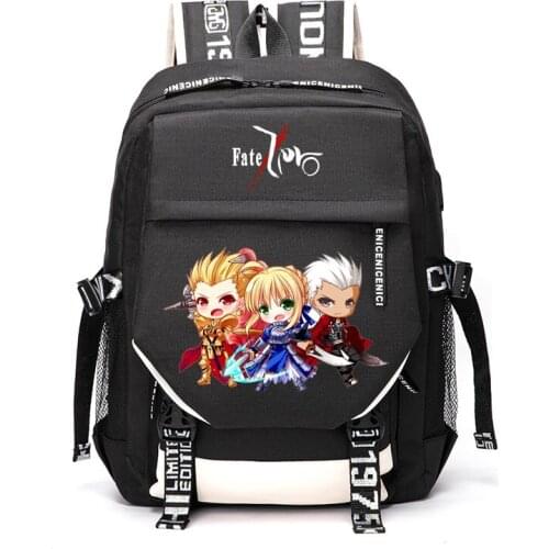Anime Cartoon Cosplay Fate Zero Saber Emiya Shirou Altria Pendragon Outdoor Travel Rucksack Casual Schoolbag Student Backpacks