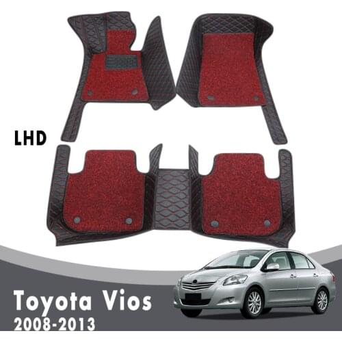 Car Floor Mats Carpets For Toyota Vios 2013 2012 2011 2010 2009 2008 Luxury Double Layer Wire Loop Interior Accessories Custom