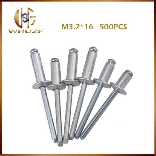 Free shipping 500pcs M3.2*16mm rivet with zinc Nail Decoration Aluminium Blind Rivets Pop Rivet
