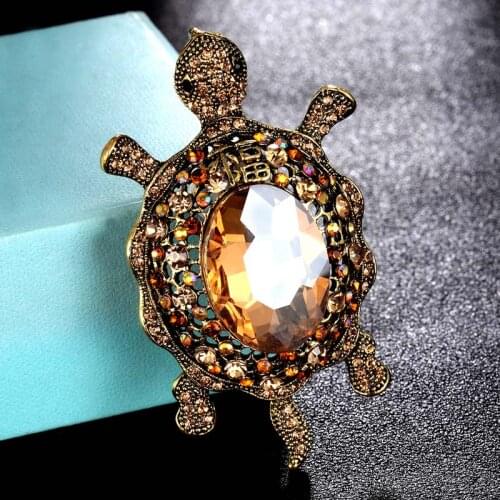 Big Size Green CrystalBroches Bouquet Fashion Women Colares Bijuterias Antique Gold Vintage Broache Relogio Masculino Hijab Pins