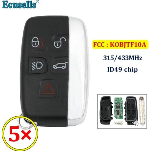 5PCS 5 BUTTON SMART REMOTE KEY FOB 315mhz 434Mhz 49 chip for Land Rover Range Rover Sport Evoque Vogue LR4 2010-2016 KOBJTF10A