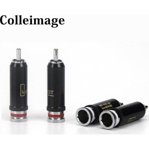Colleimage Hifi 4pcs WBT-0102Ag Brass Rhodium Plated RCA plug for audio DVD CD player RCA audio interconnt Cable