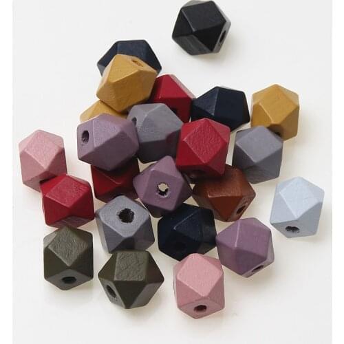 Handmade Mixed Spacer Wood Geometric Faceted Wooden Beads For Jewelry Making DIY Necklace 12/15/20mm