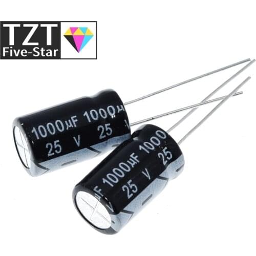 TZT 10PCS Electrolytic capacitors 25V 1000UF 1000UF/25V 10 * 17MM