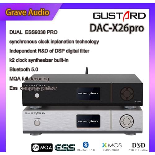Gustard DAC-X26PRO MQA ESS9038 PRO*2 Bluetooth 5.0 K2 Clock Synthesizer X26 PRO DAC DSD512 PCM768KHz Decoder