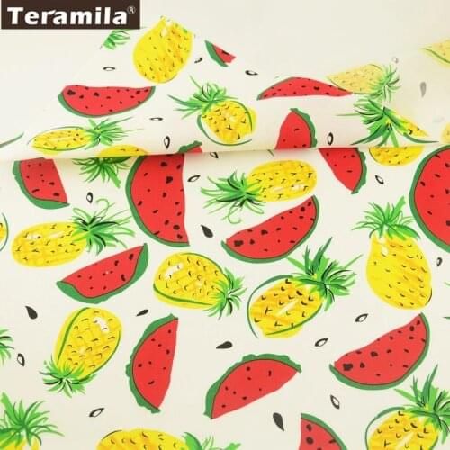 Teramila Cotton Poplin Fabric Handwork Tildas Printed Fresh Fruits Design Textile Shirt Childrens Cloth Fat Quarter Meter Tela
