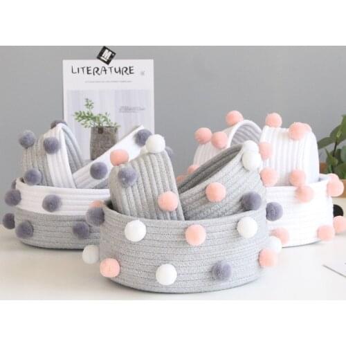 Ins Wool Balls Cotton Rope Woven Storage Basket Desktop Cosmetics Organizer Nordic Style Sundries Dirty Clothes Laundry Baskets