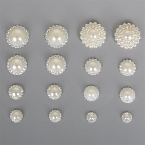 20-200pcs/bag Flat Back Cabochon Imatation Plastic ABS Pearl Flower for DIY Jewelry Beads Craft Phone Decoration