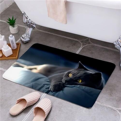 Lovely Blue Cat Entrance Floor Mats Door Mat Non-Slip Foot Pad Home Welcome Carpet For Hallway Bath Kitchen Doormat Cute Animal