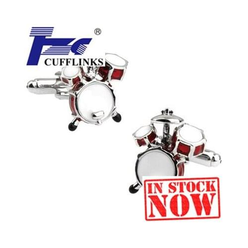 Red & White Drum Sets Cufflink Cuff Link 2 Pairs Free Shipping Promotion