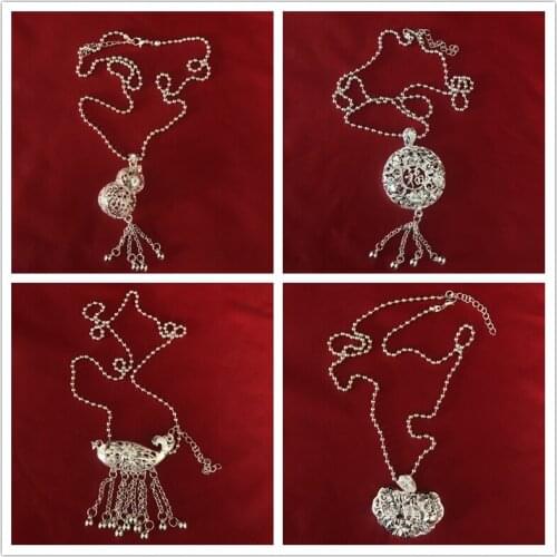 LosoDo ethnic style jewelry new style for women Miao silver Necklace Simple and versatile flowers Necklace fashion accessories