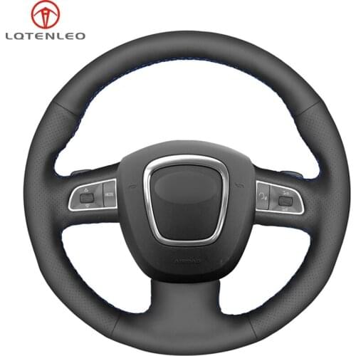 LQTENLEO Black PU Artificial Leather Steering Wheel Cover for Audi A3 2006-2013 A5 S5 2008-2012 S6 Q7 2007-2011 RS4 2007-2008