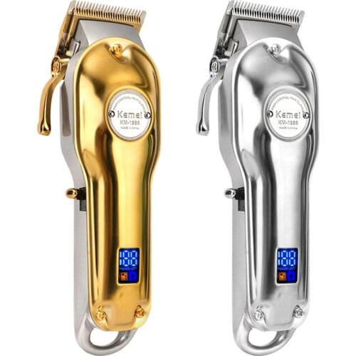 KEMEI KM-1986 All-metal Barber Professional Hair Clipper Electric Cordless LCD Hair Trimmer Gold Silver Hair Cutting Machine