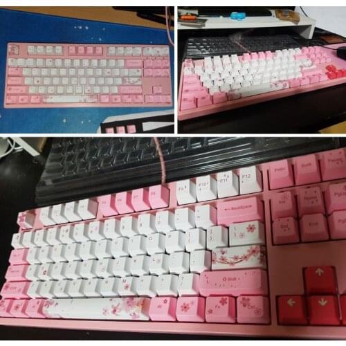 OEM PBT Cherry Blossom Keycap Mechanical Keyboard Keycaps Dye-Sublimation Keycap