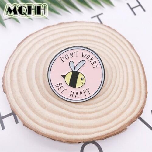 Cartoon cute pink round enamel brooch love animal bee butterfly pins alloy badge clothes clothes bag accessories woman jewelry